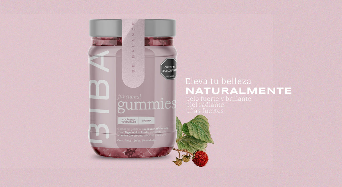 Gomitas Beauty con biotina y colágeno de BIba Well para fortalecer el cabello y reducir la caída desde adentro